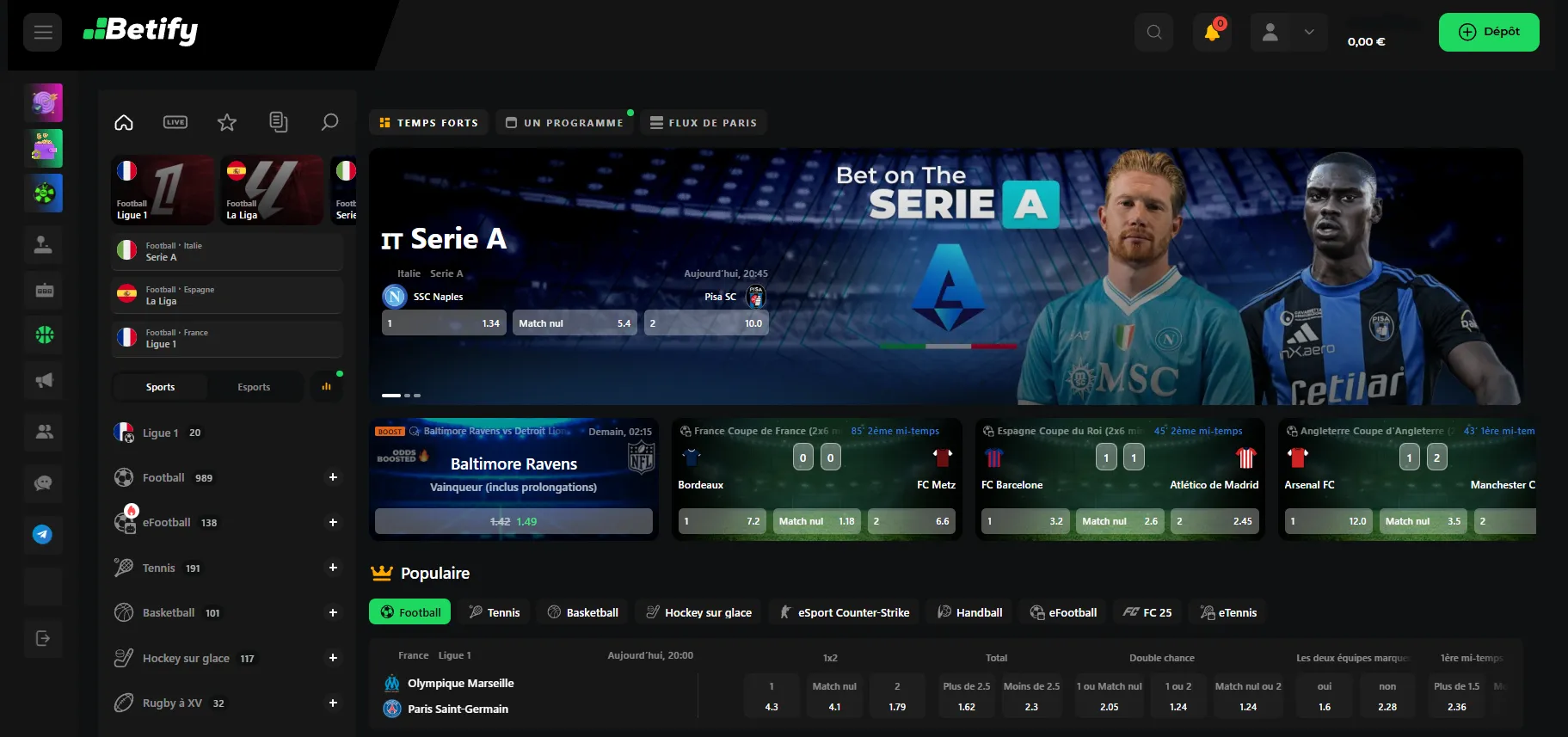 Paris sportifs Betify : lire les marchés et les cotes